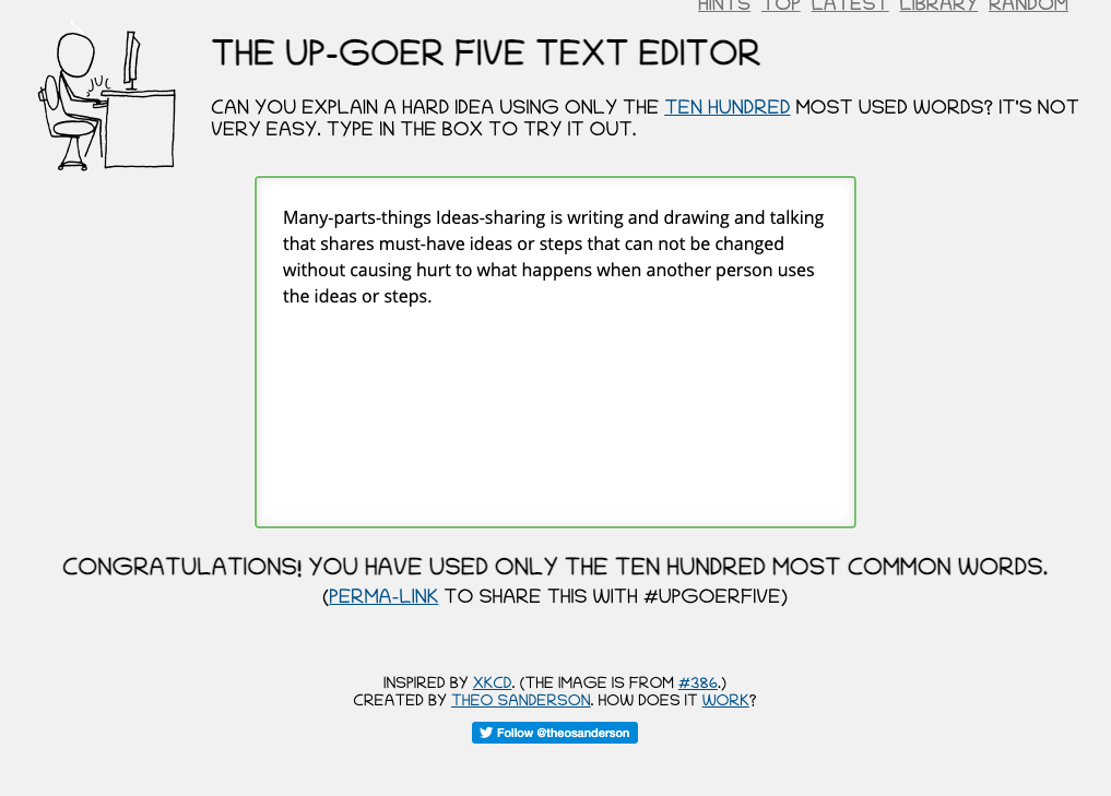 The Up Goer Five Editor.