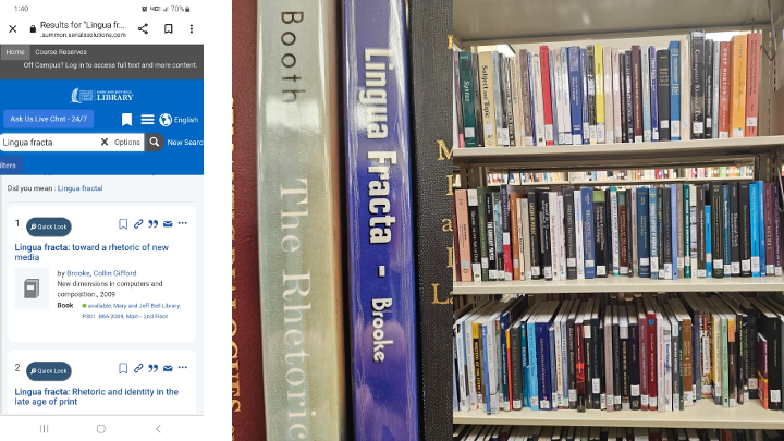 Books on a library shelf